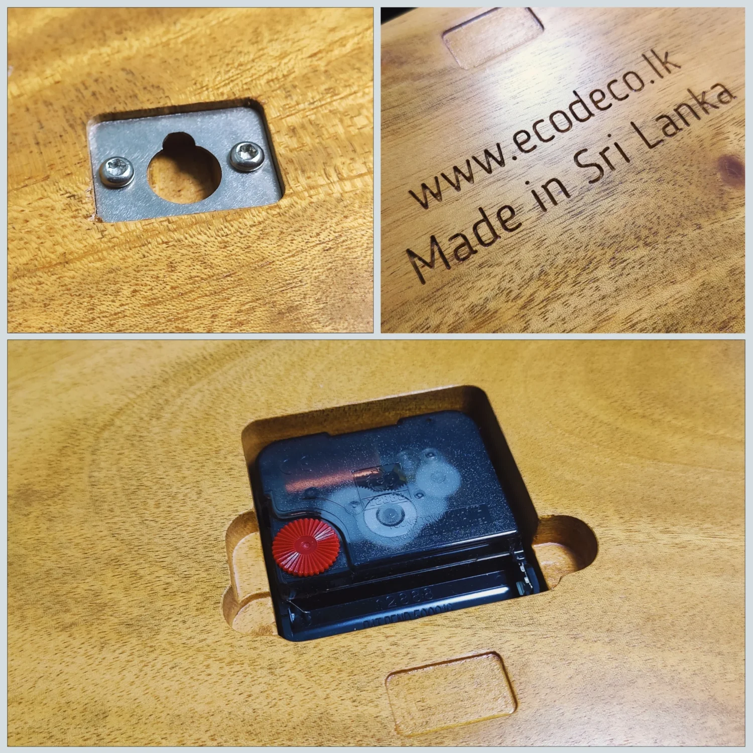 ecodeco- vintage-grain-back-close-up Vintage Grain Solid Wood Wall Clock